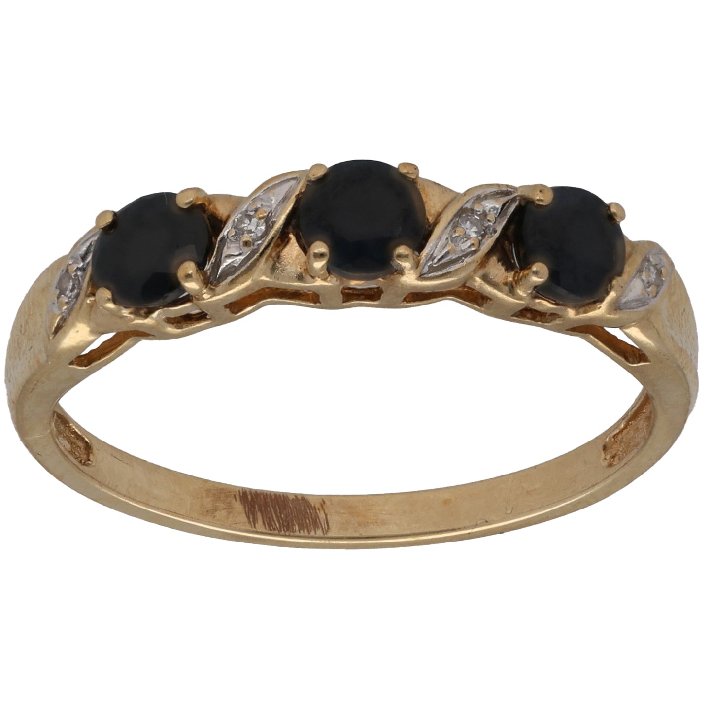 9ct Gold Sapphire & 0.02ct Diamond Dress/Cocktail Ring Size P