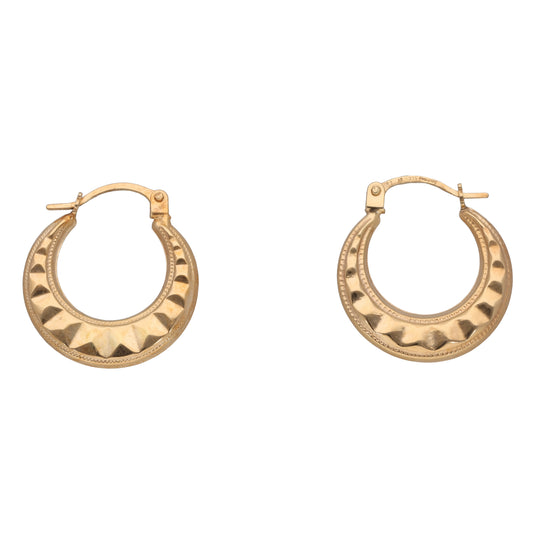 New 9ct Gold Pattered Hoop Earrings