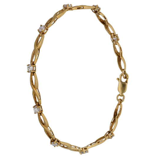9ct Gold Cubic Zirconia Fancy Stone Set Bracelet