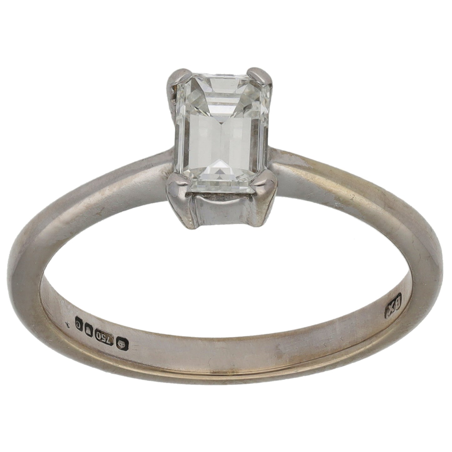 18ct White Gold 0.75ct Diamond Solitaire Ring Size M