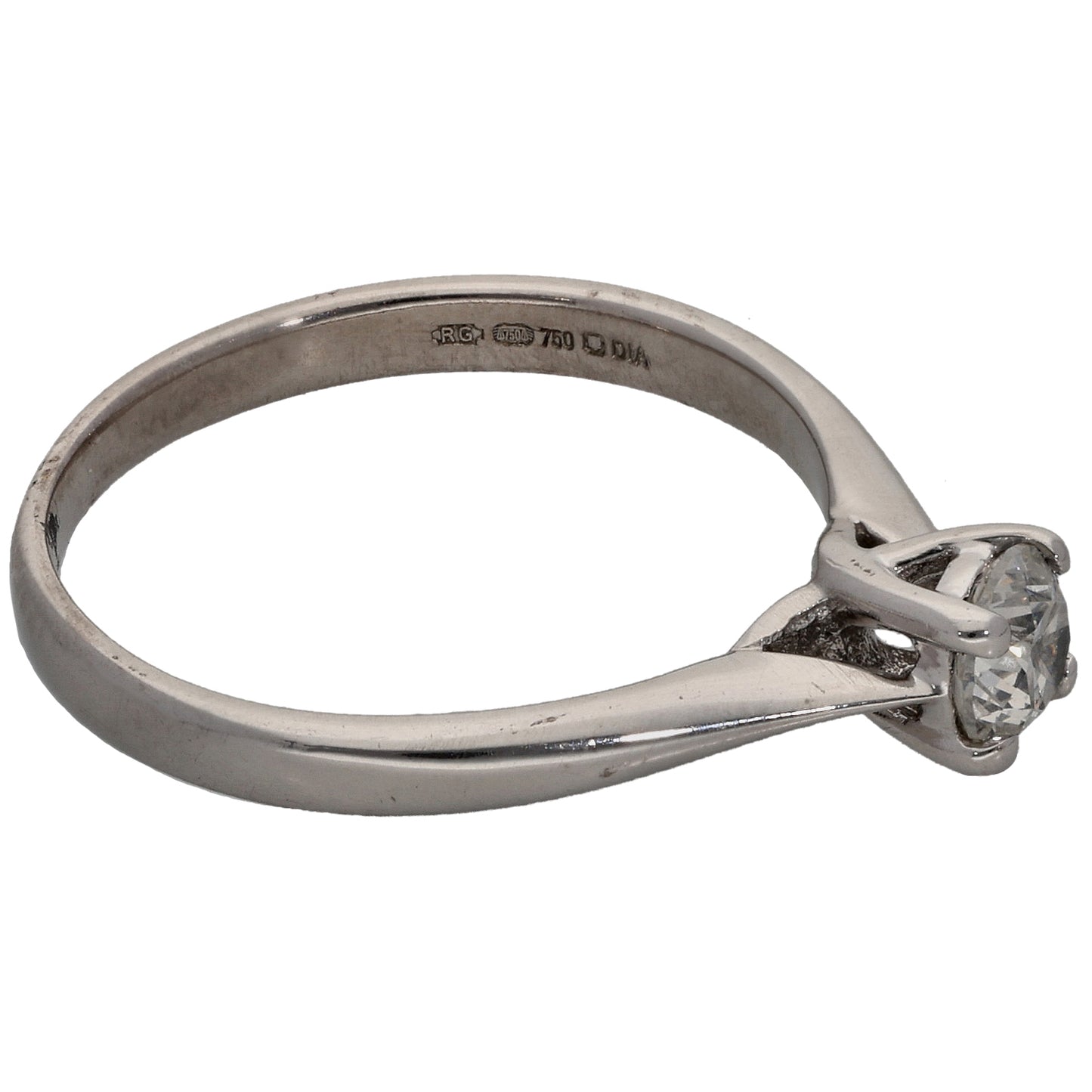 18ct White Gold 0.30ct Diamond Solitaire Ring Size L