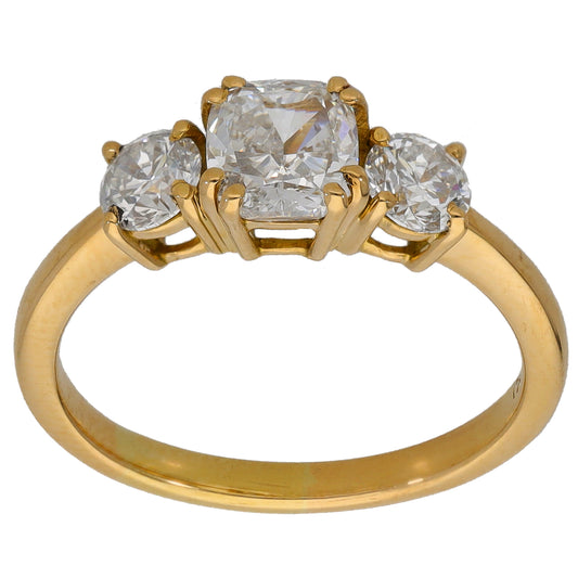 18ct Gold 1.52ct Diamond Trilogy Ring Size M