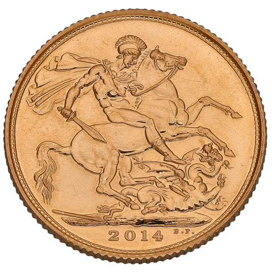 22ct Gold Queen Elizabeth II Half Sovereign Coin 2014