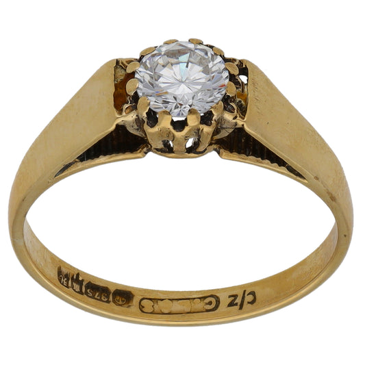 9ct Bicolour Gold Cubic Zirconia Single Stone Ring Size K