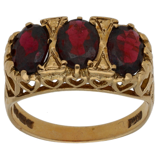 9ct Gold Garnet Dress/Cocktail Ring Size O