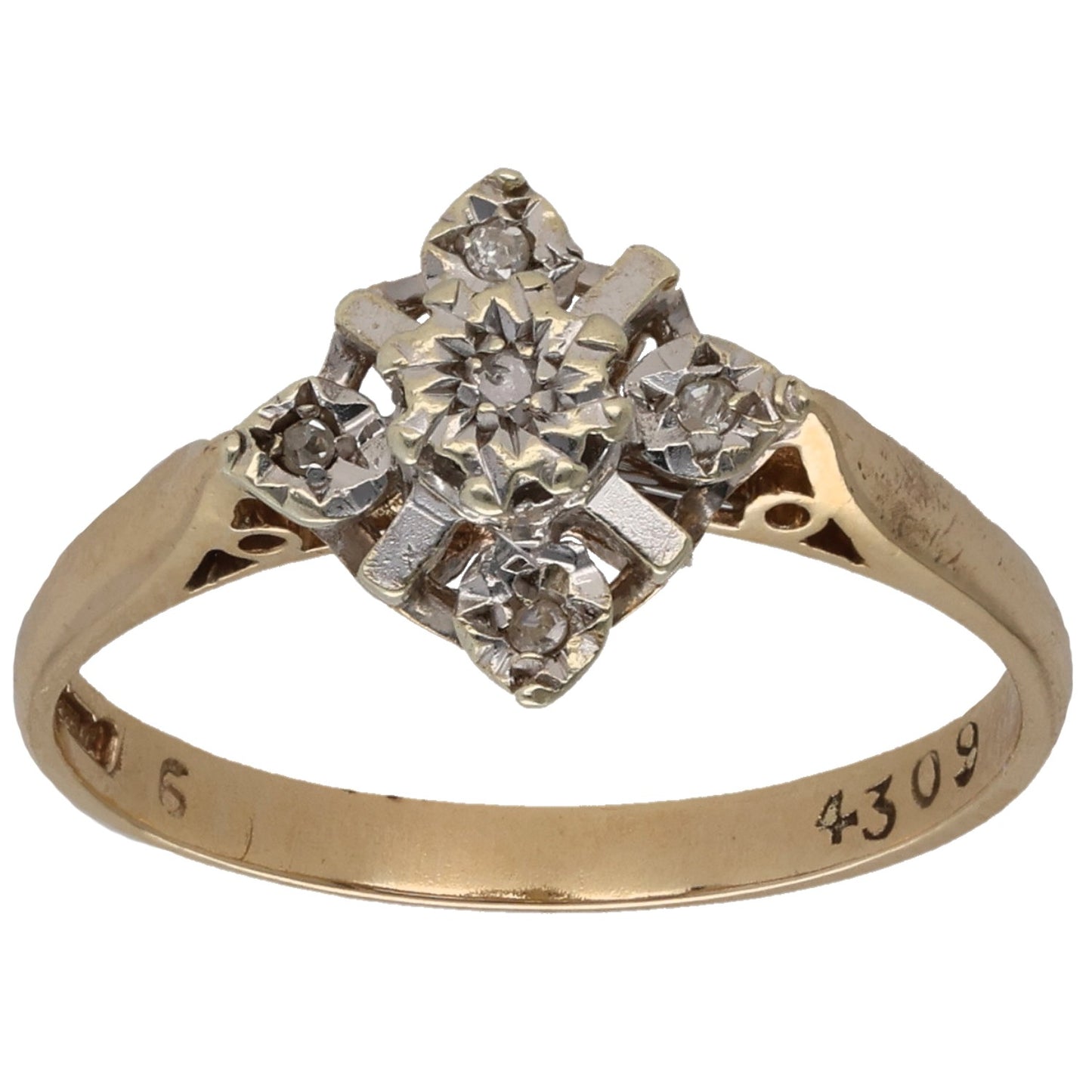 9ct Gold 0.03ct Diamond Cluster Ring Size N