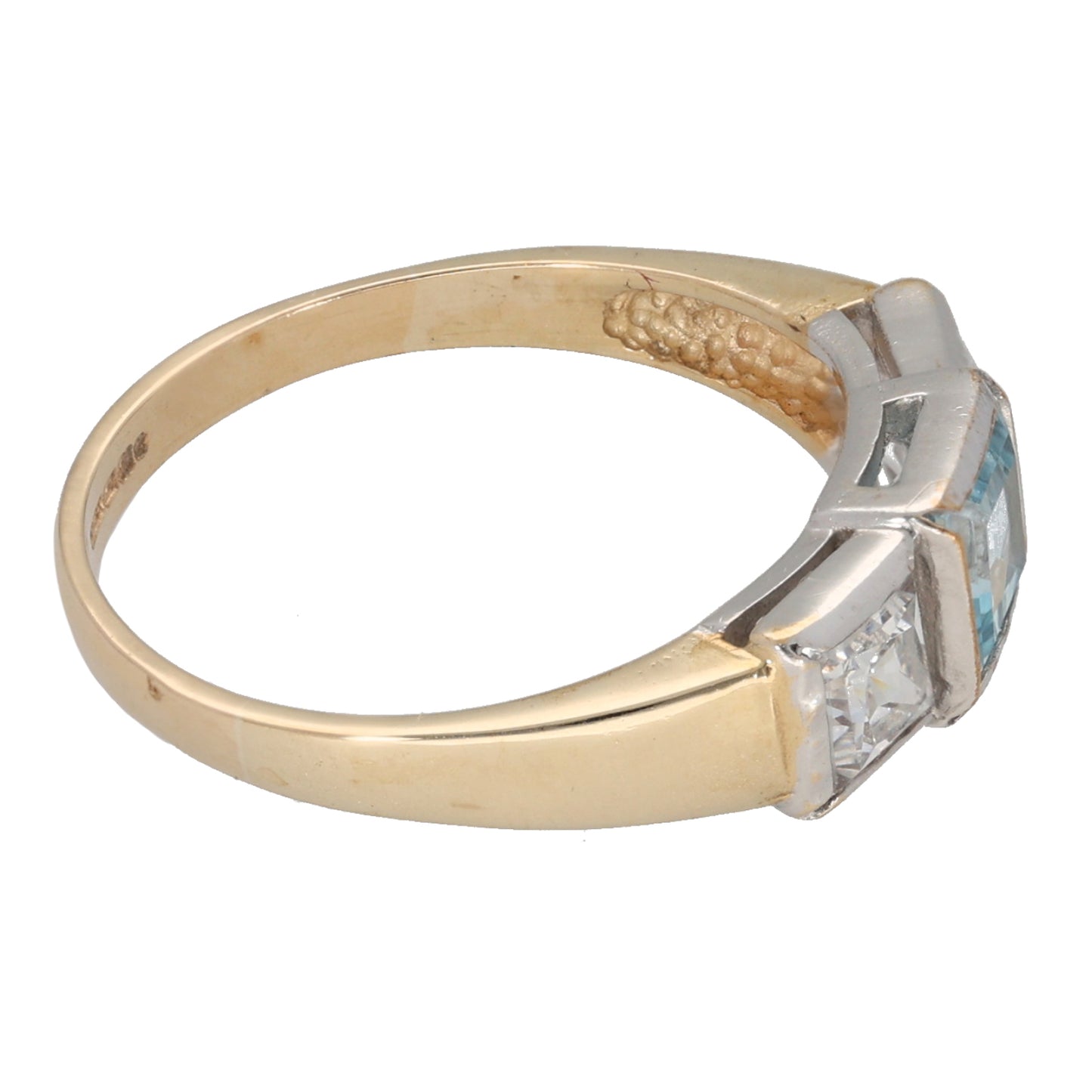 9ct Gold Topaz & Cubic Zirconia Trilogy Ring Size N