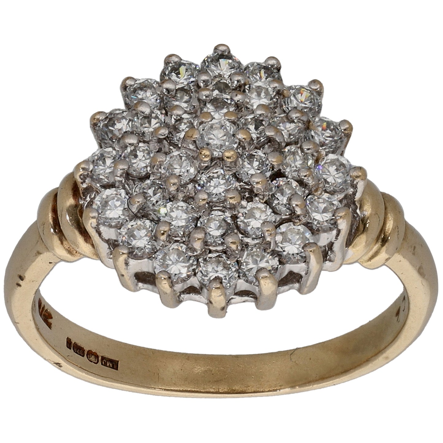 9ct Gold Cubic Zirconia Cluster Ring Size O