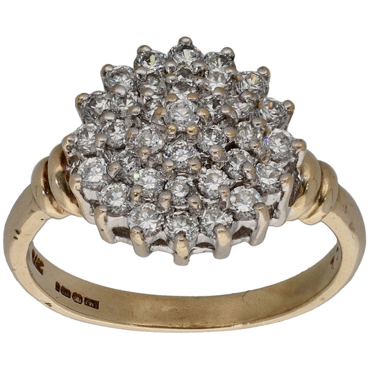 9ct Gold Cubic Zirconia Cluster Ring Size O