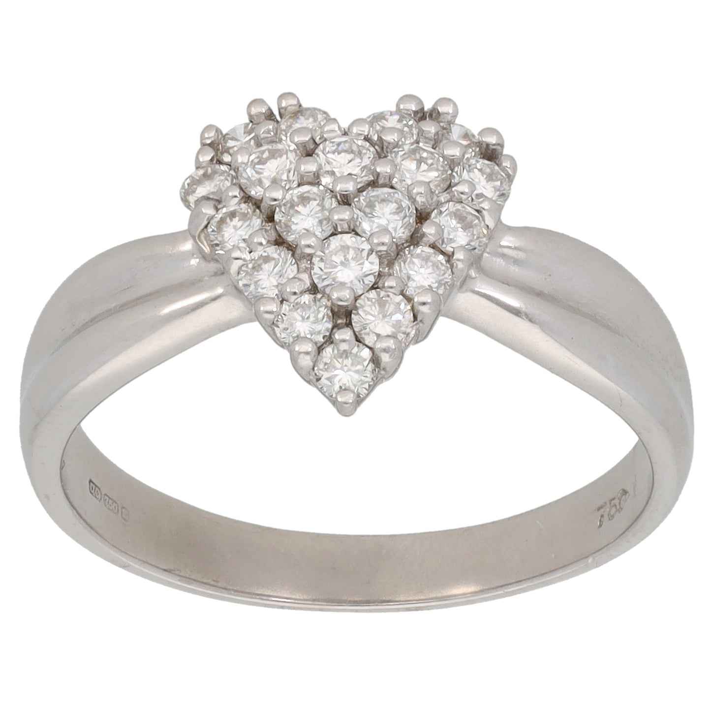 18ct White Gold 0.46ct Diamond Cluster Ring Size N