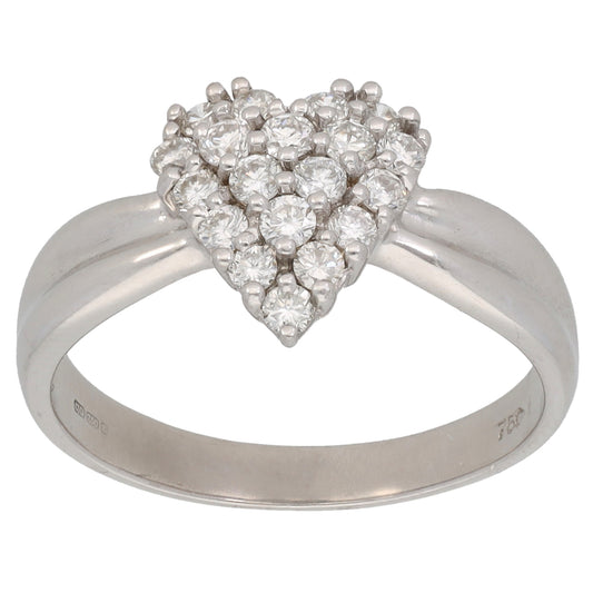 18ct White Gold 0.46ct Diamond Cluster Ring Size N