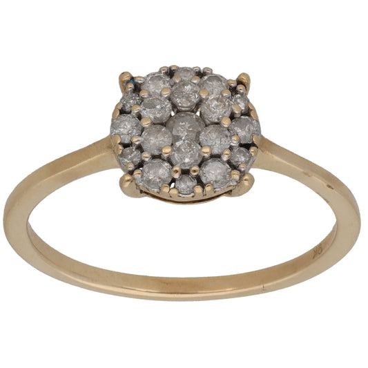 9ct Gold 0.30ct Diamond Cluster Ring Size T