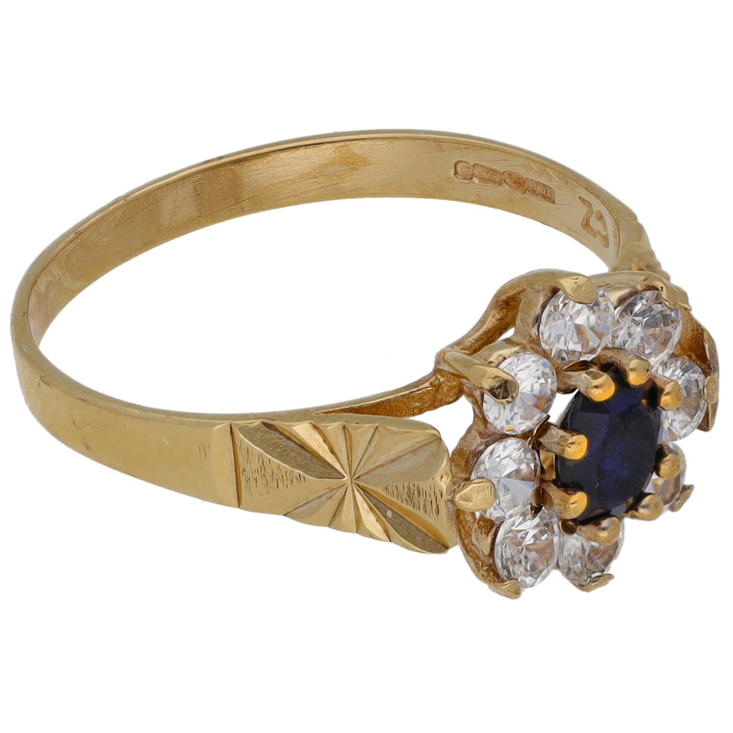 9ct Gold Sapphire & Cubic Zirconia Dress/Cocktail Ring Size P