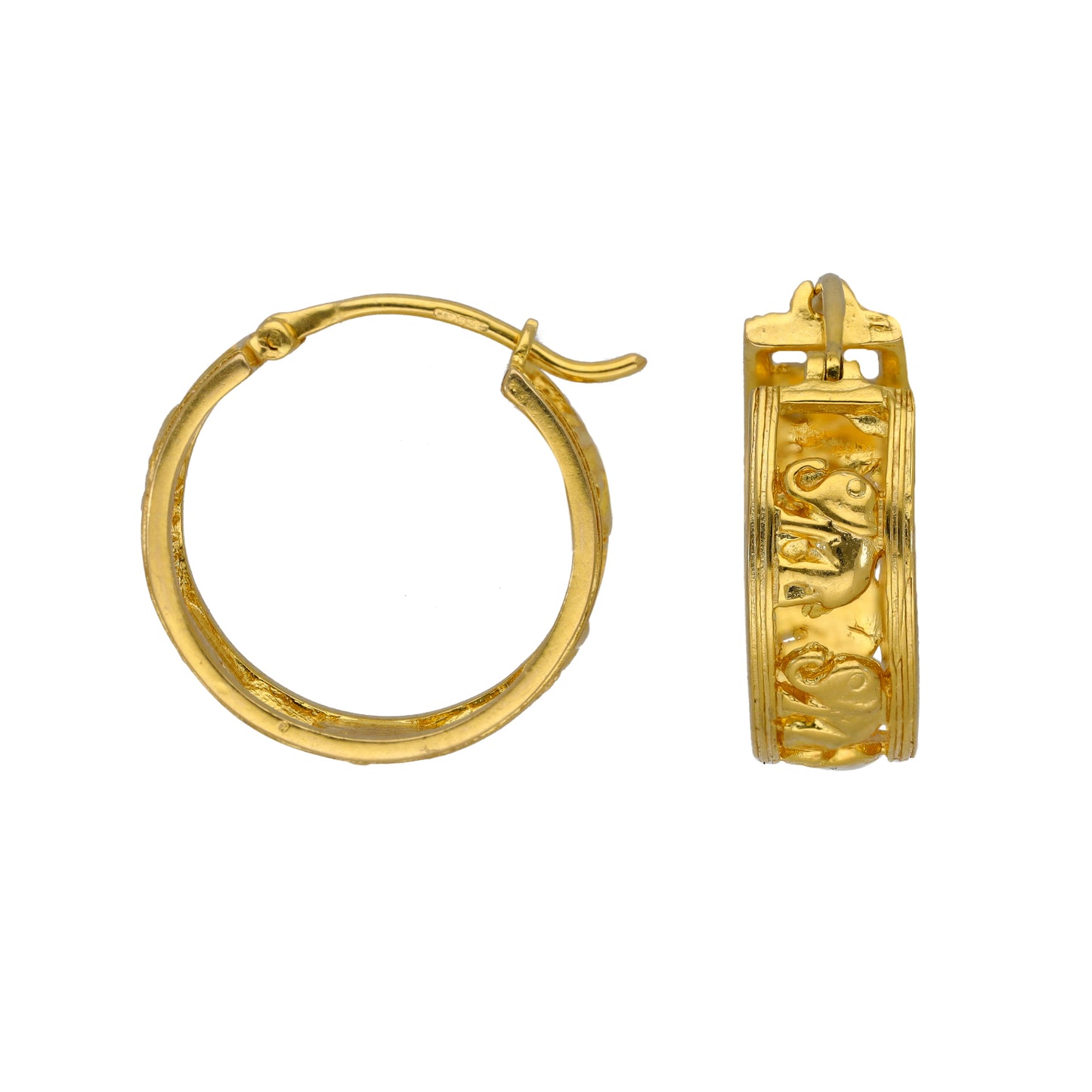 18ct Gold Elephant Hoop Earrings