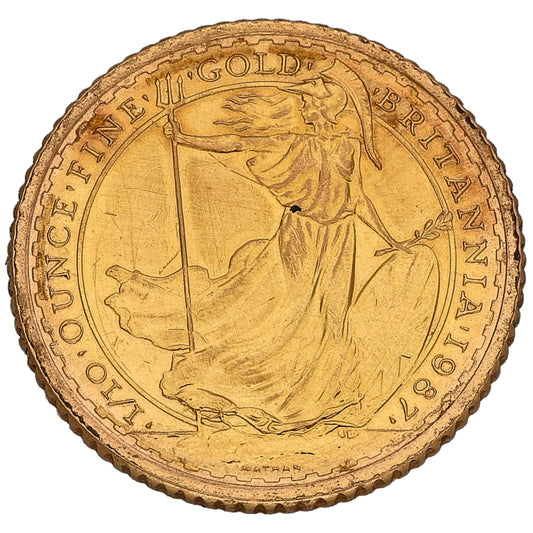 22ct Gold Queen Elizabeth II 1/10 OZ Britannia Coin 1987