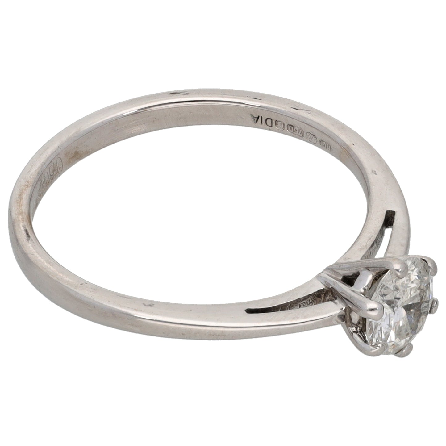 18ct White Gold 0.50ct Diamond Solitaire Ring Size N
