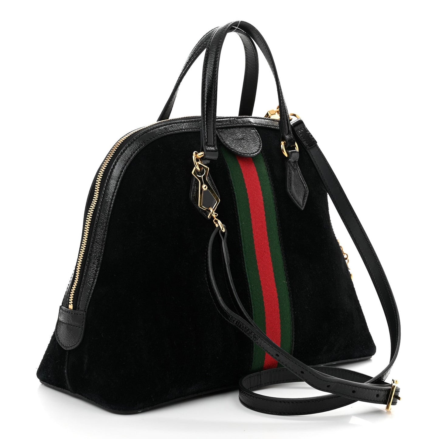 Gucci Ophidia Medium Top Handle Suede Bag - Black