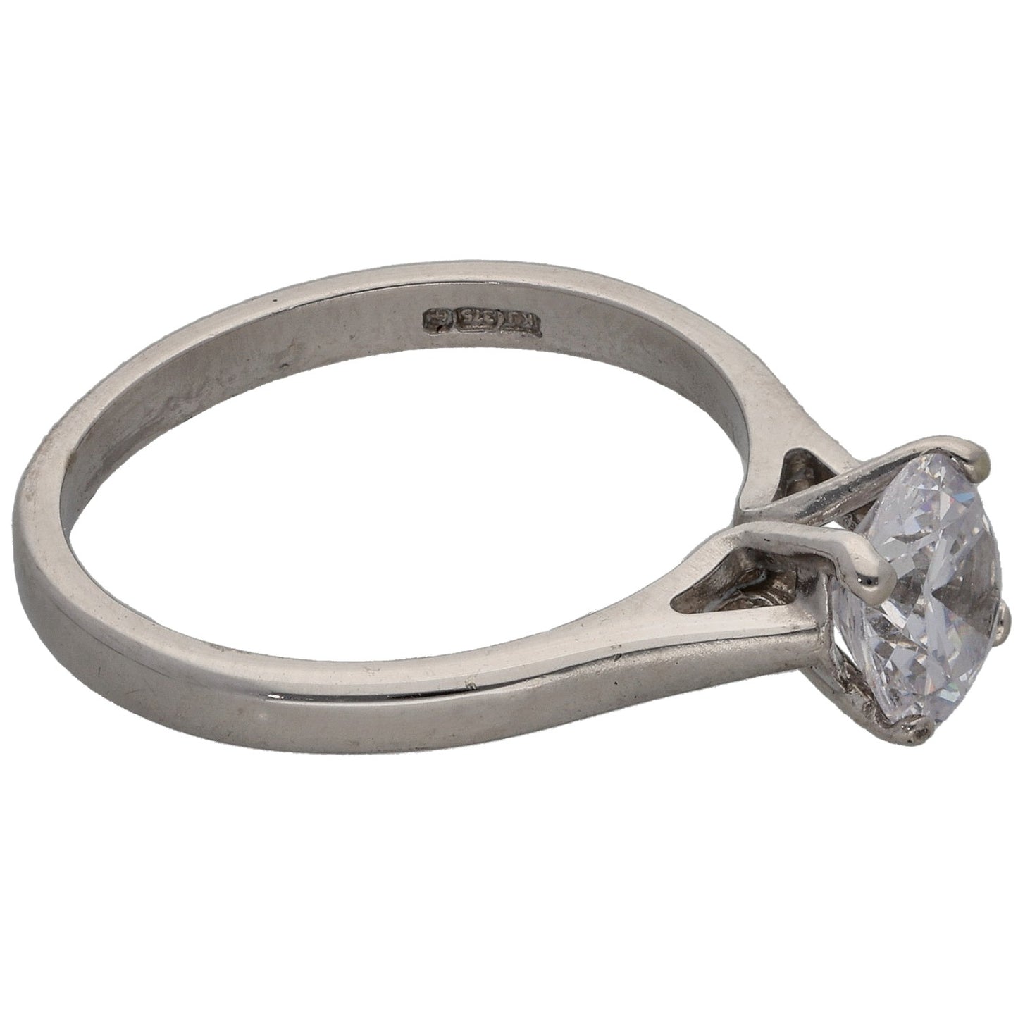 9ct White Gold Cubic Zirconia Single Stone Ring Size O