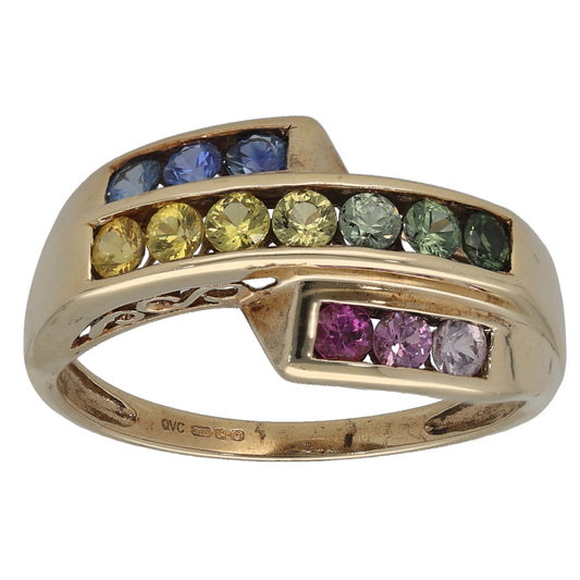 9ct Gold Sapphire Half Eternity Ring Size Q