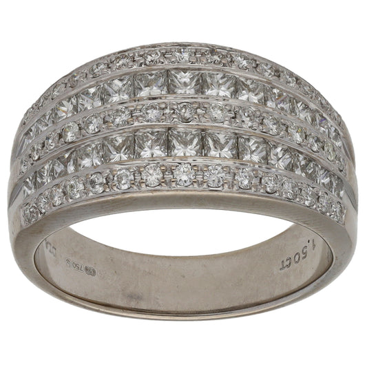 18ct White Gold 1.50ct Diamond Dress/Cocktail Ring Size P