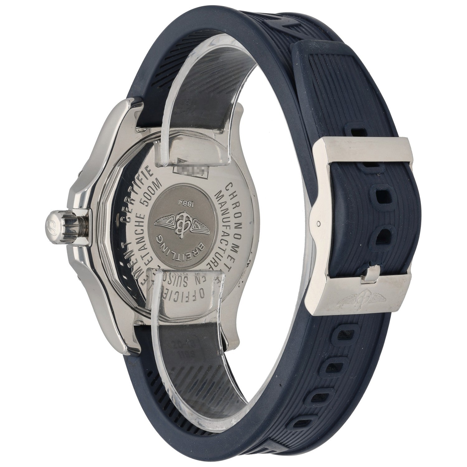 Breitling Colt II A17380, Blue Dial, Stainless Steel, Rubber Strap, Rear Angle Image