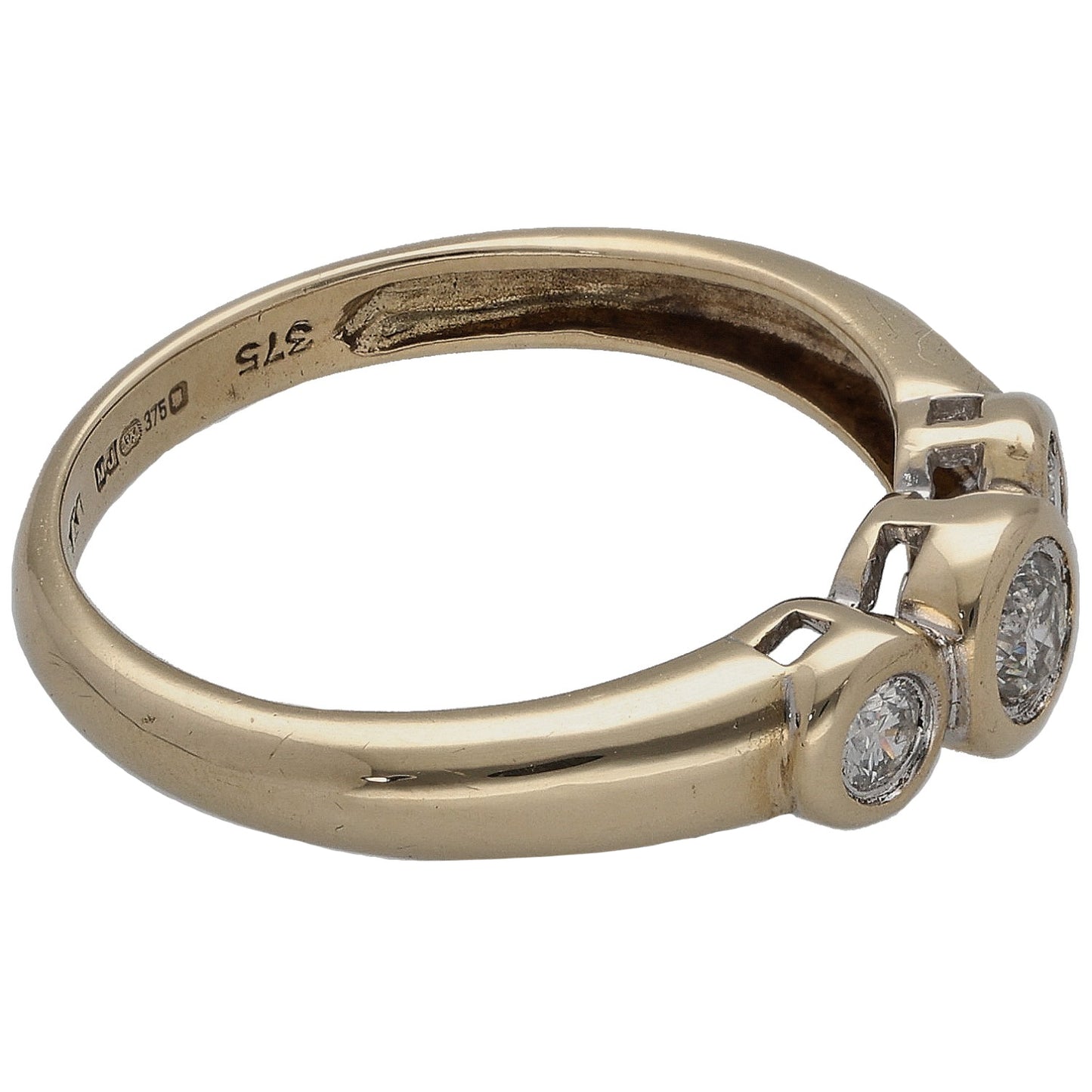 9ct Gold 0.25ct Diamond Trilogy Ring Size L