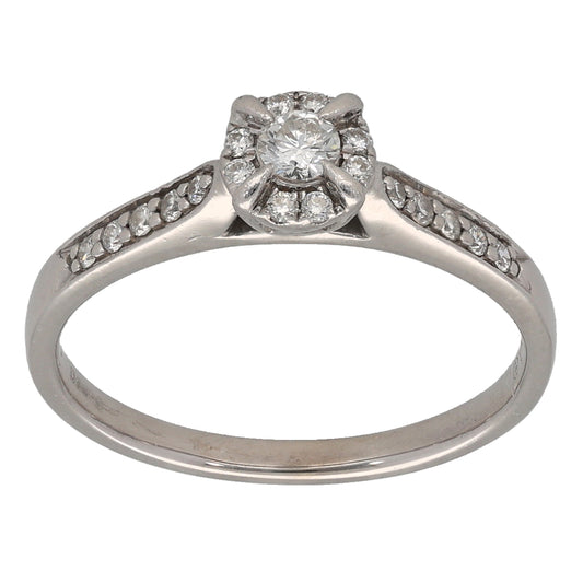 18ct White Gold 0.24ct Diamond Cluster Ring Size N