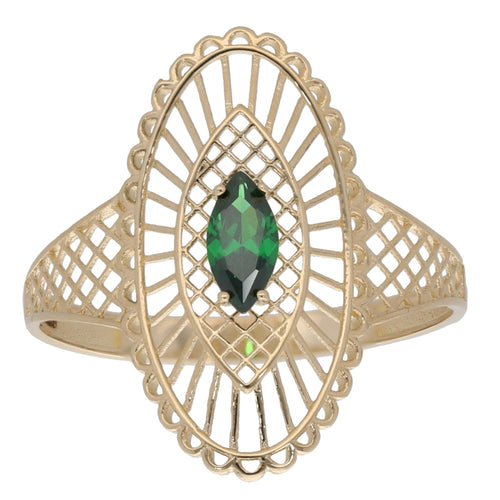 14ct Gold Green Stone Dress/Cocktail Ring