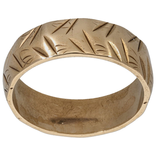 9ct Gold Patterned Wedding Ring Size K