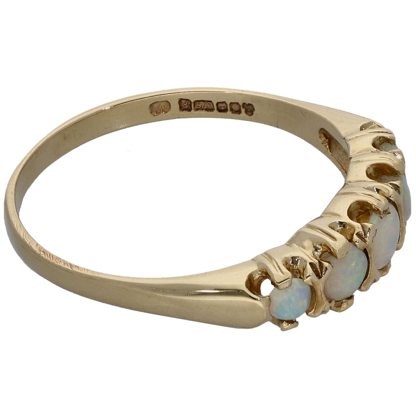 9ct Gold Opal Half Eternity Ring Size O