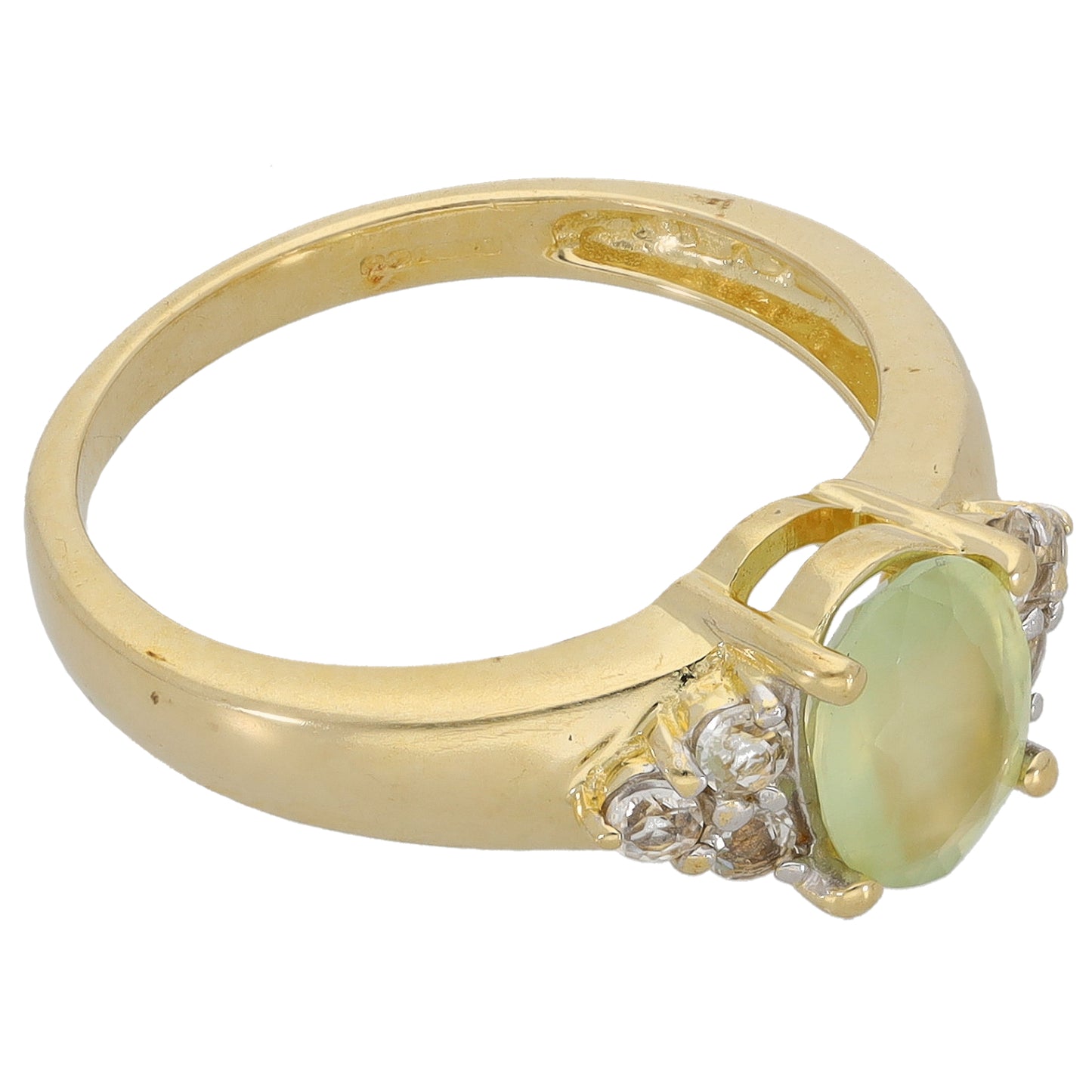 9ct Gold Quartz & Prehnite Dress/Cocktail Ring Size N