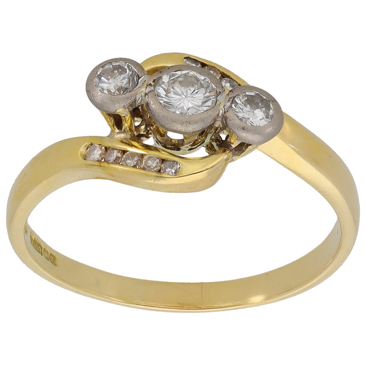 18ct Gold 0.23ct Diamond & & Dress/Cocktail Ring Size N