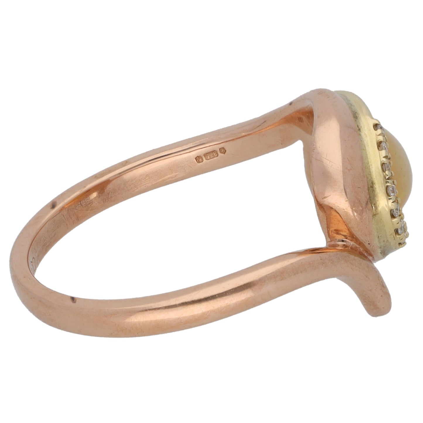 9ct Rose Gold Clogau 0.07ct Diamond & Opal Dress/Cocktail Ring