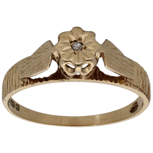 9ct Gold 0.01ct Diamond Solitaire Ring Size N