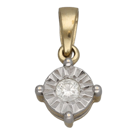9ct Gold 0.15ct Diamond Single Stone Pendant