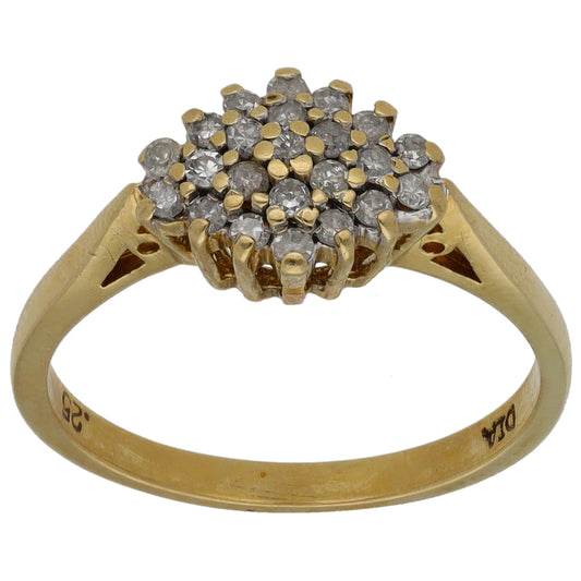9ct Gold 0.25ct Diamond Cluster Ring Size M