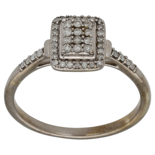 9ct White Gold 0.20ct Diamond Dress/Cocktail Ring Size N