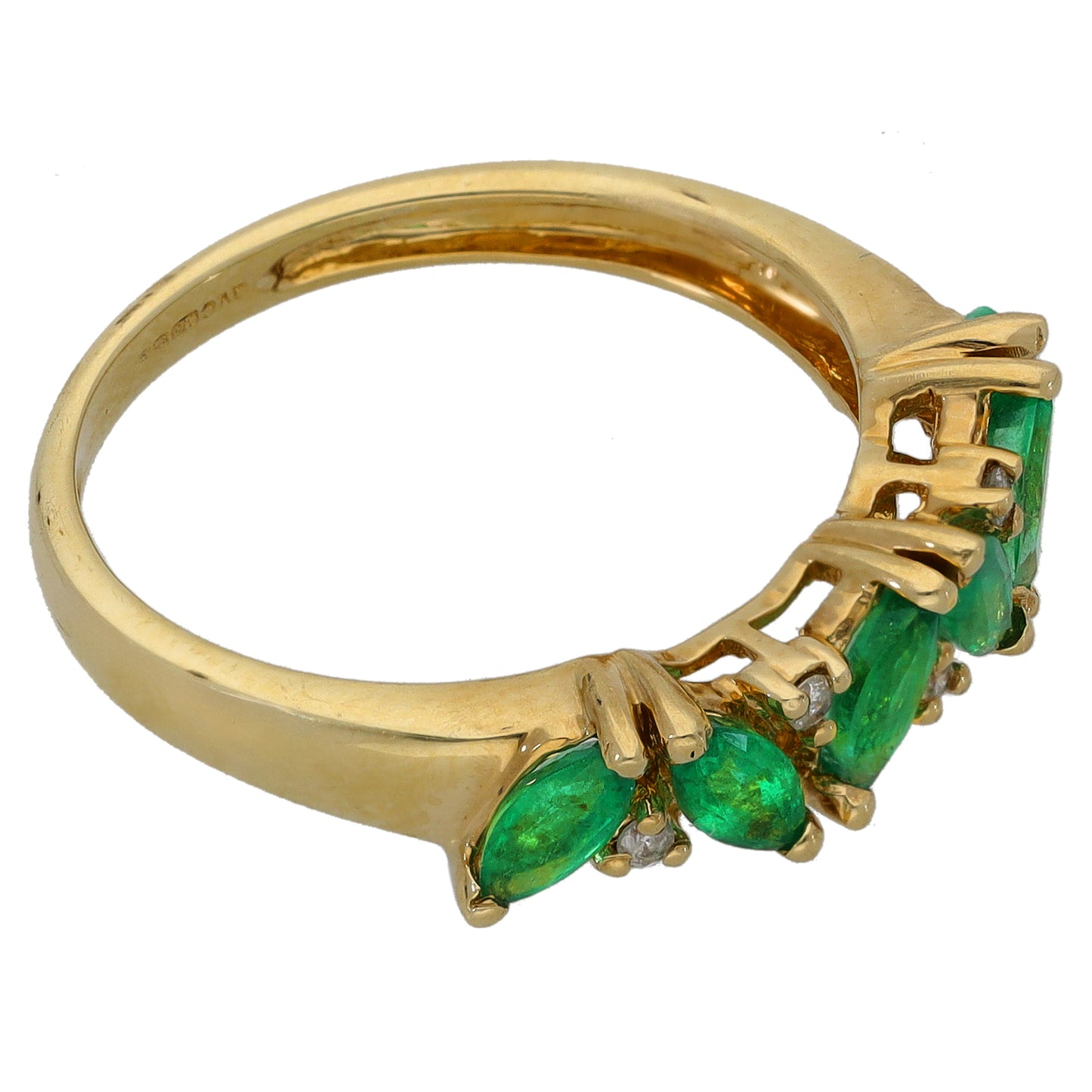 9ct Gold Emerald & 0.05ct Diamond Half Eternity Ring Size N