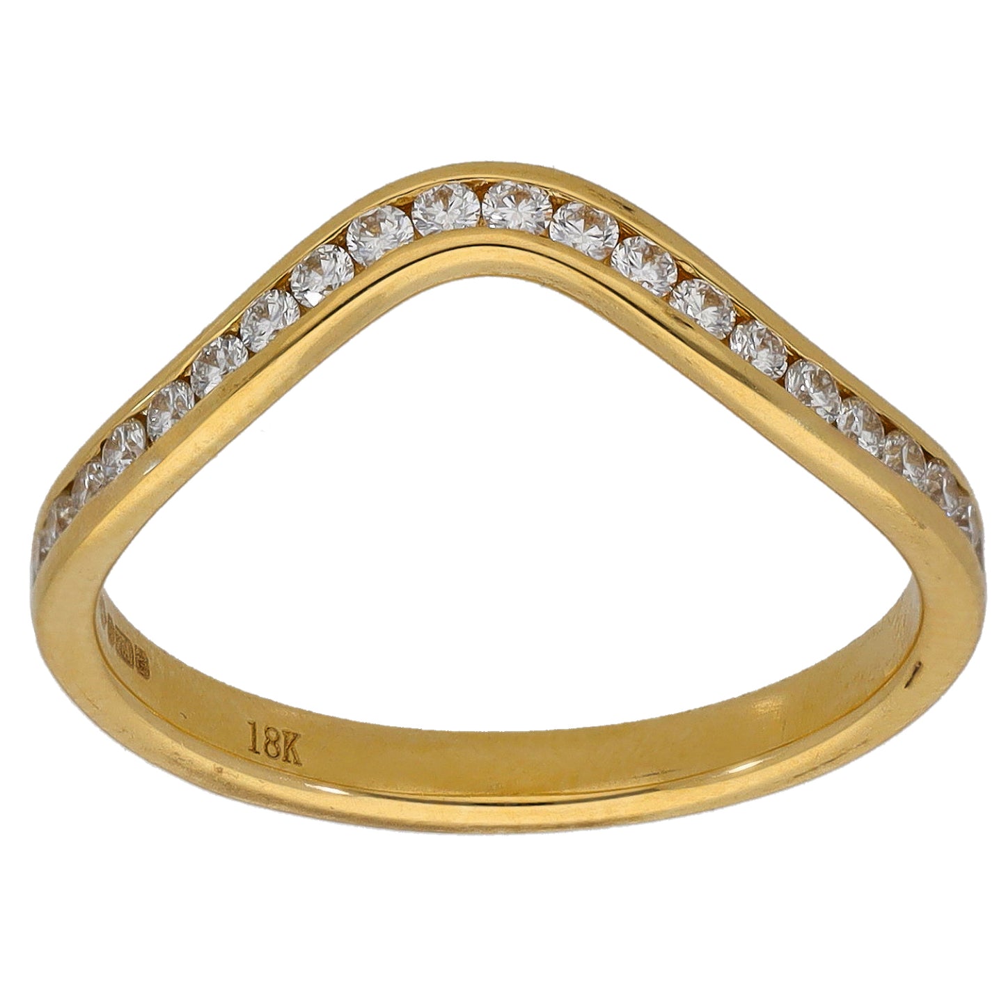 18ct Gold 0.32ct Diamond Wishbone Ring Size M