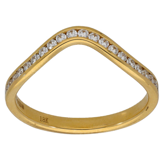 18ct Gold 0.32ct Diamond Wishbone Ring Size M