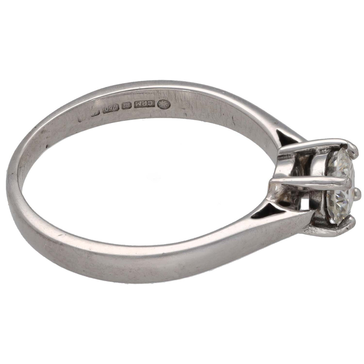 18ct White Gold 0.47ct Diamond Solitaire Ring Size M