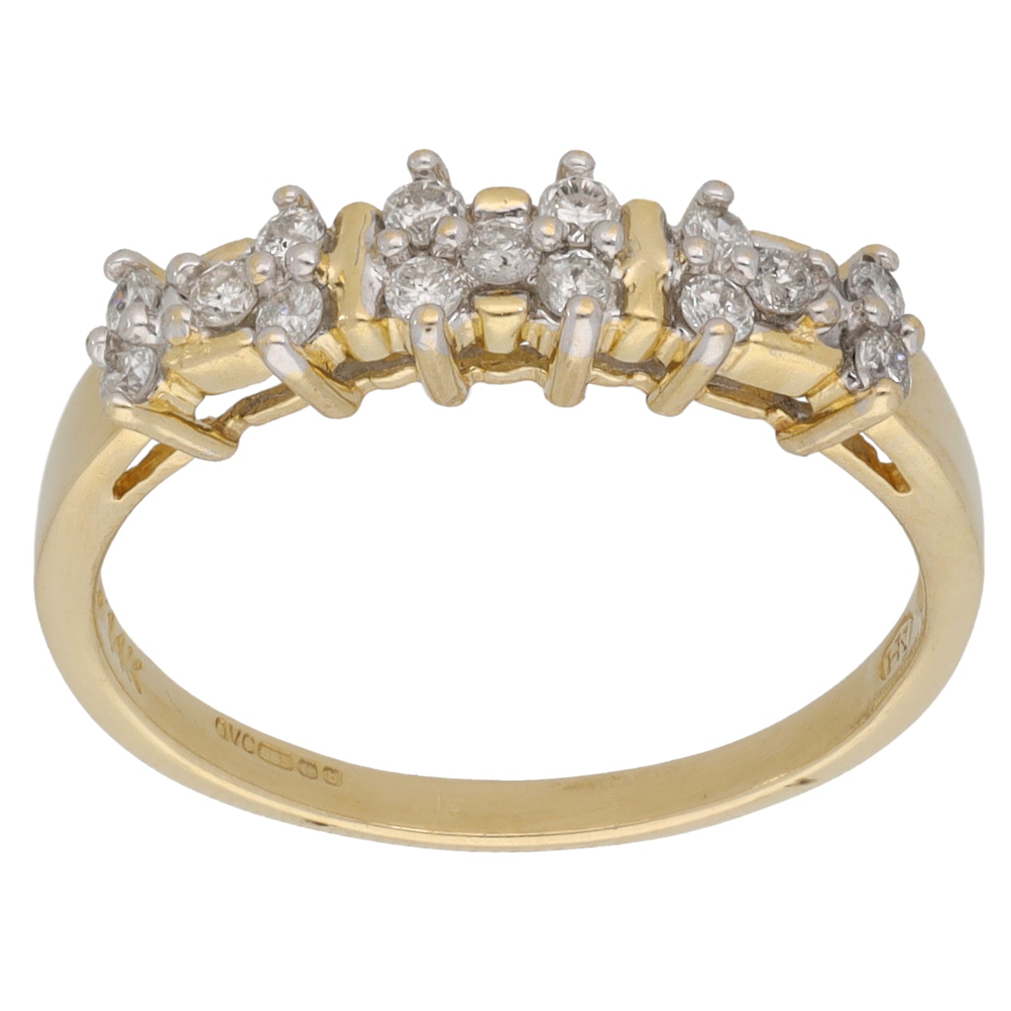 14ct Gold 0.15ct Diamond Half Eternity Ring Size N