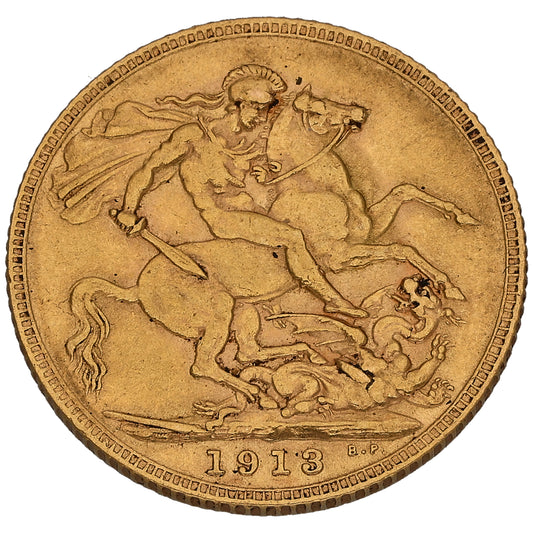 22ct Gold King George V Full Sovereign Coin 1913