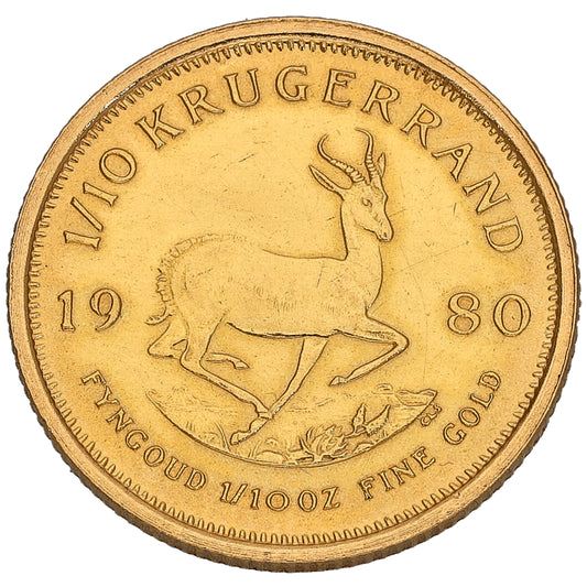 22ct Gold 1/10 OZ Krugerrand Coin 1980