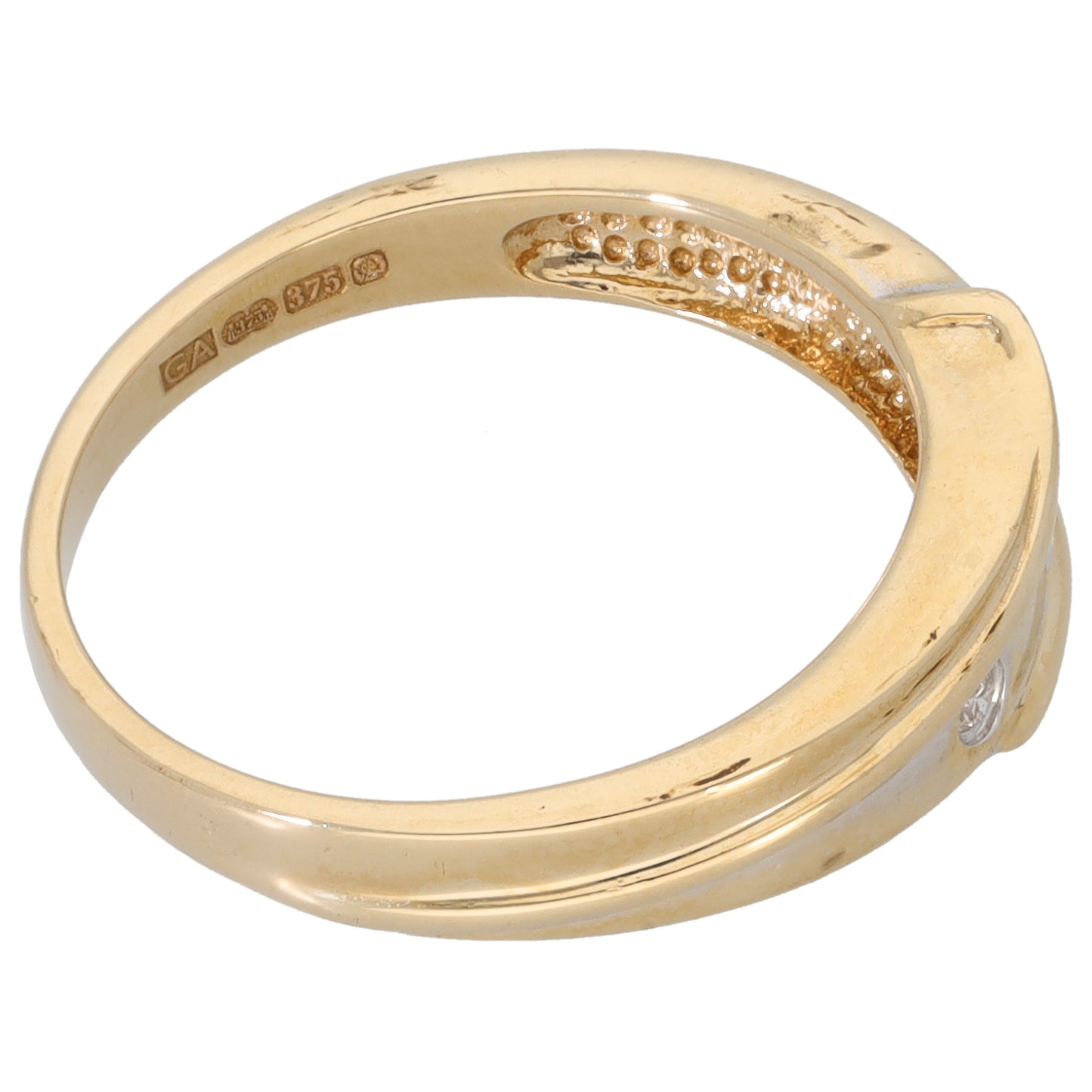 9ct Bicolour Gold 0.06ct Diamond Trilogy Ring Size N