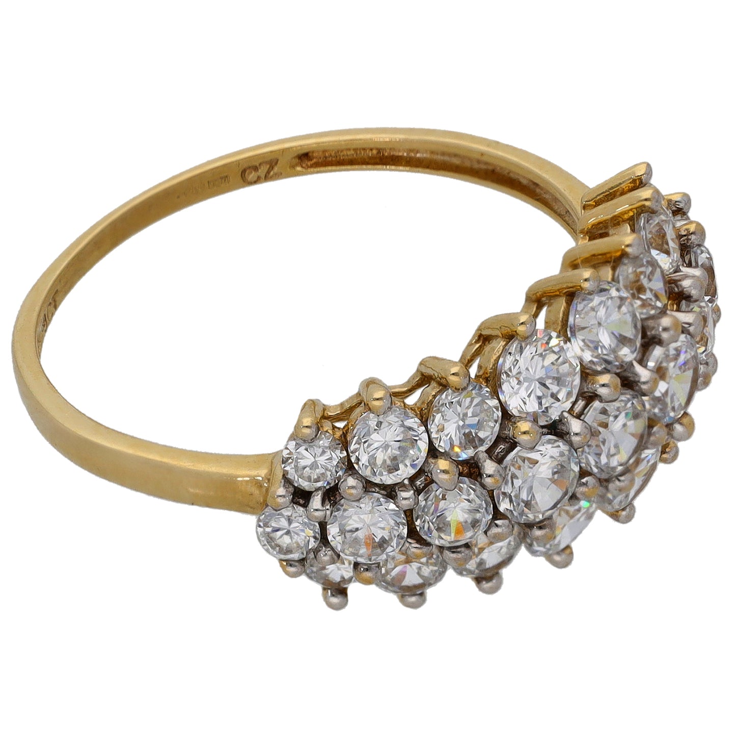 9ct Gold Cubic Zirconia Dress/Cocktail Ring Size P