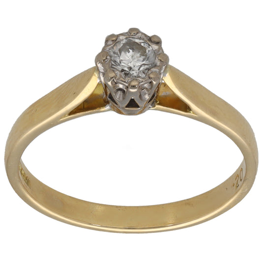 18ct Gold 0.20ct Diamond Solitaire Ring Size O