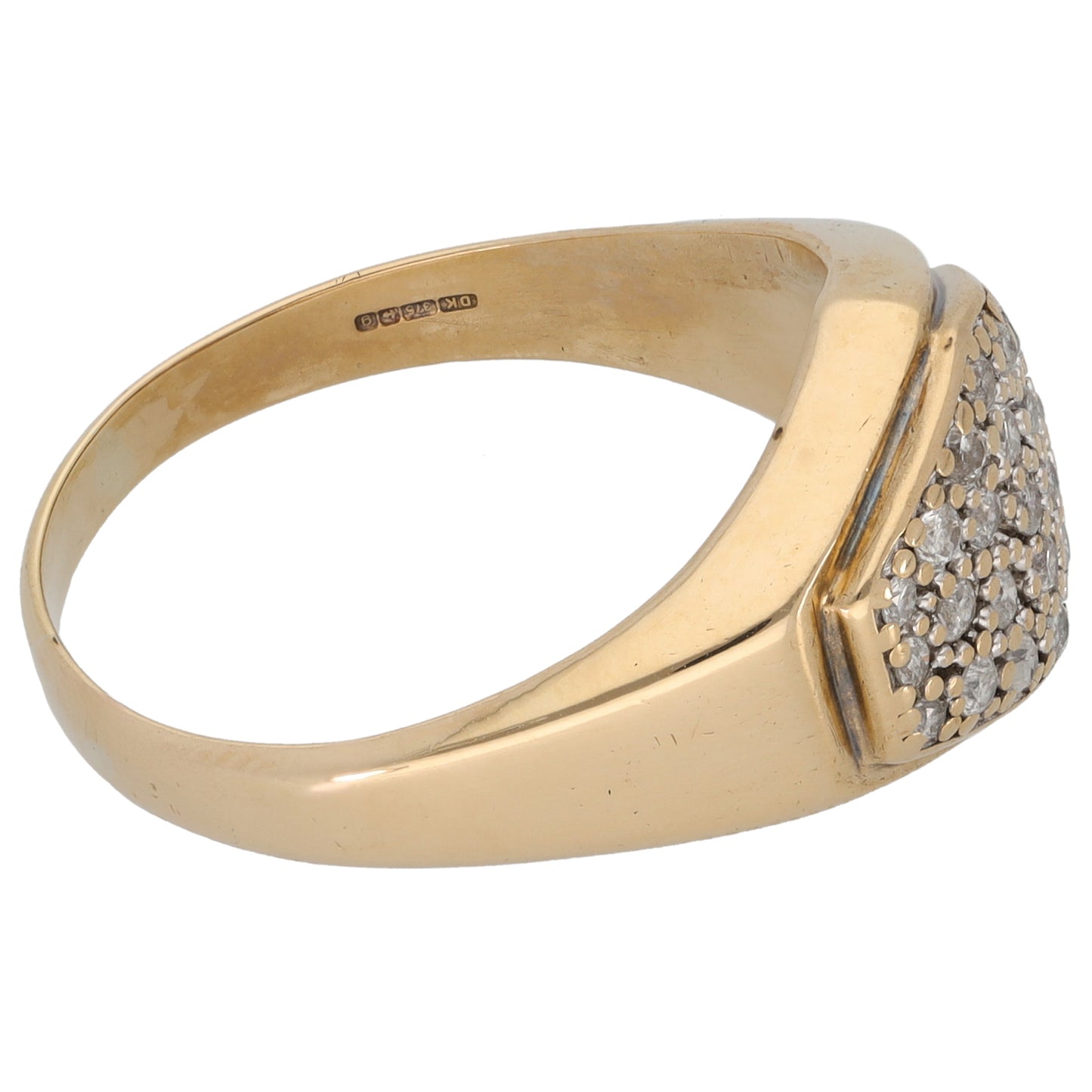 9ct Gold 0.50ct Diamond Patterned Signet Ring Size T