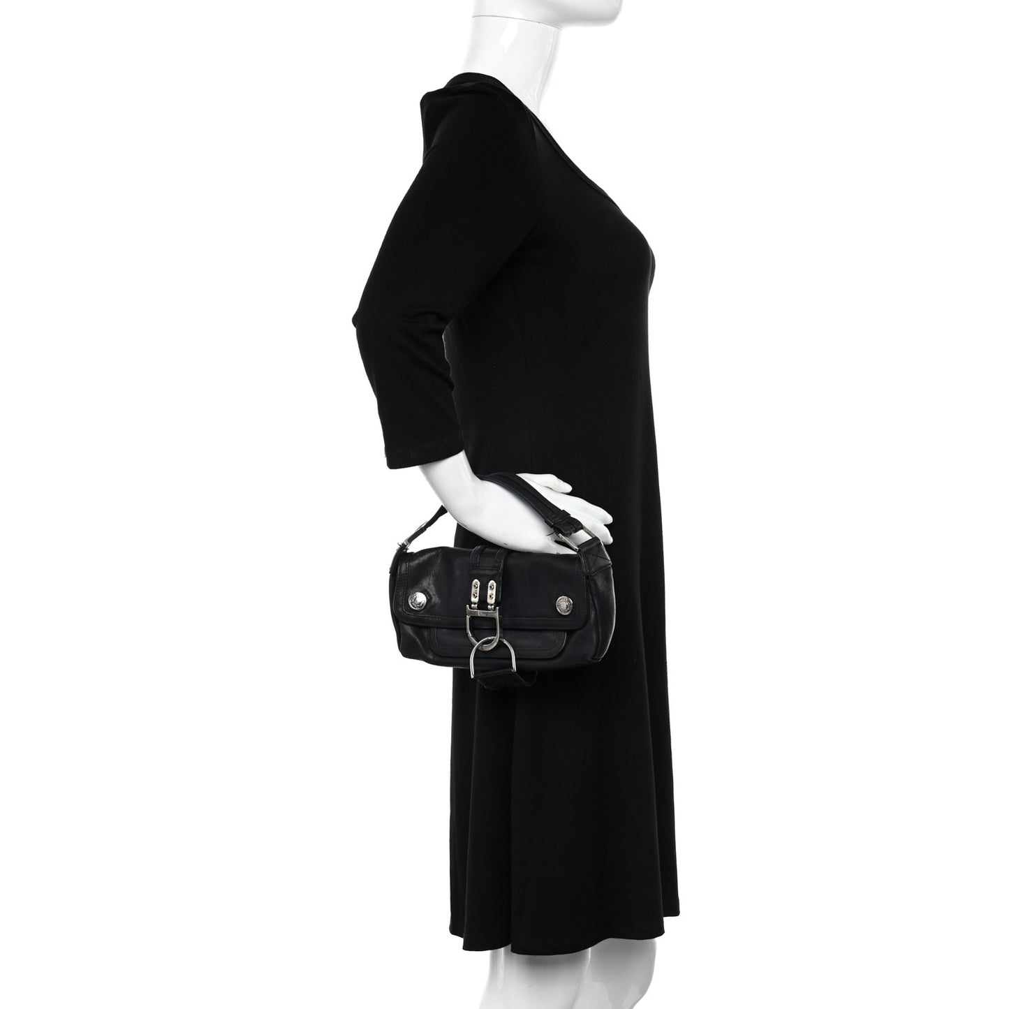 Christian Dior Flight Mini Clutch Calfskin Leather Bag - Black