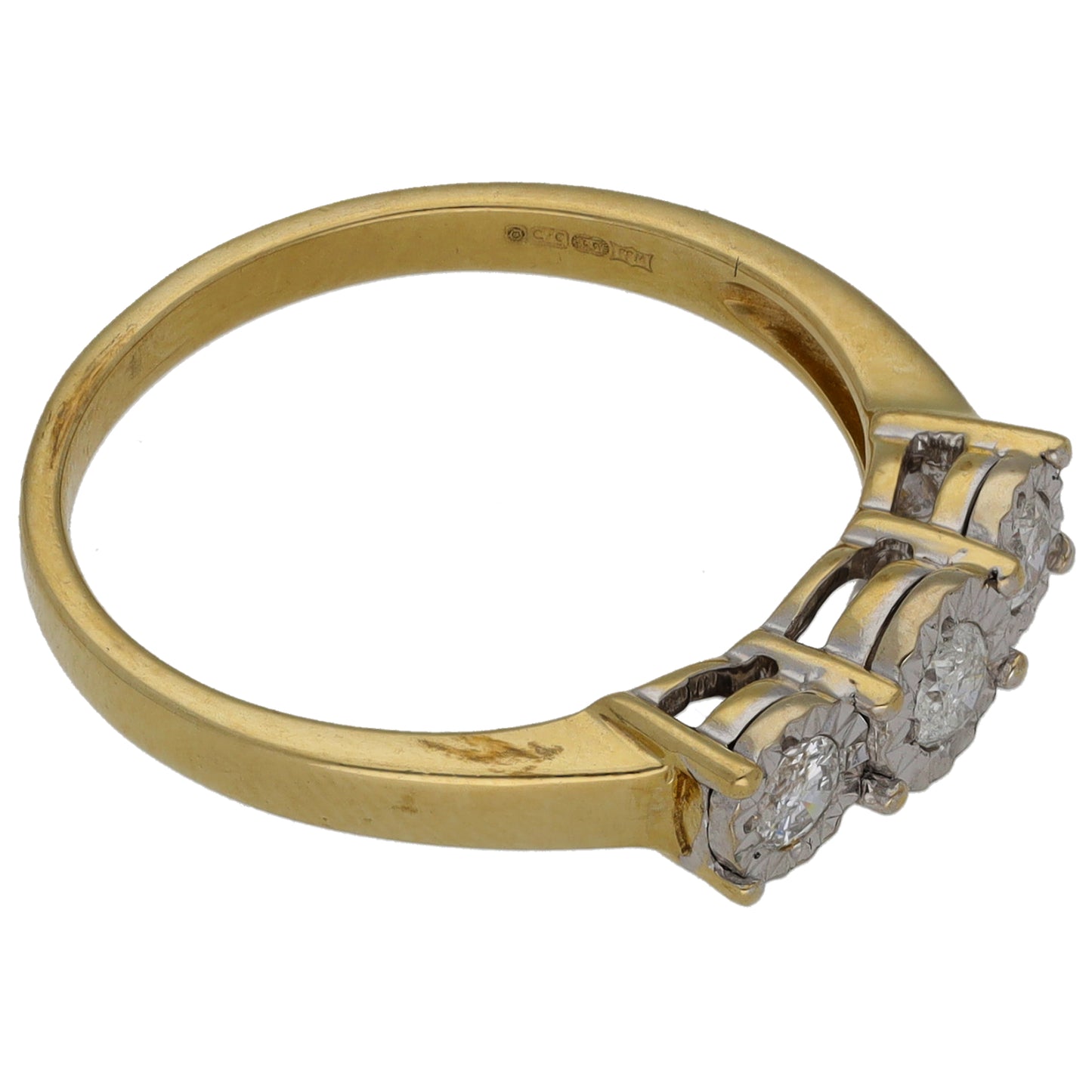 9ct Gold 0.25ct Diamond Trilogy Ring Size Q